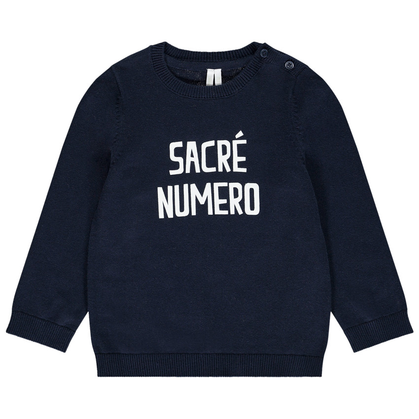 Pull en tricot uni avec print message pour bébé garçon 