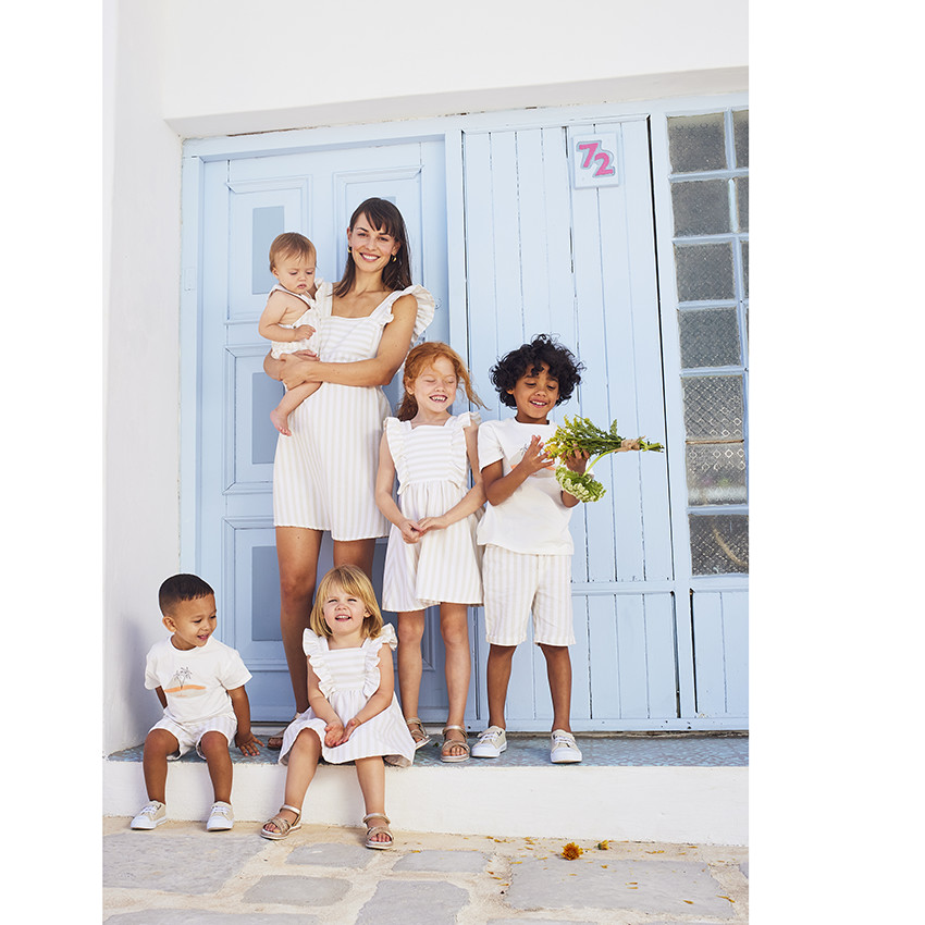 Robe de cérémonie volantée à rayures pour fille 