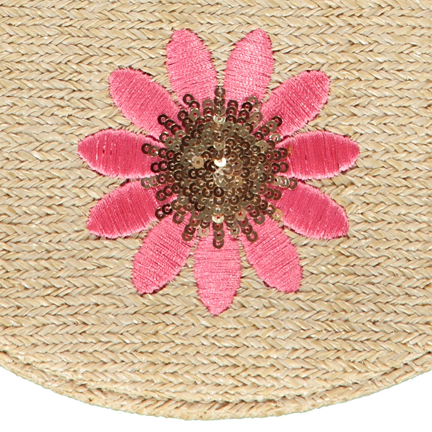 Sac bandoulière en paille avec broderie et sequins pour fille 