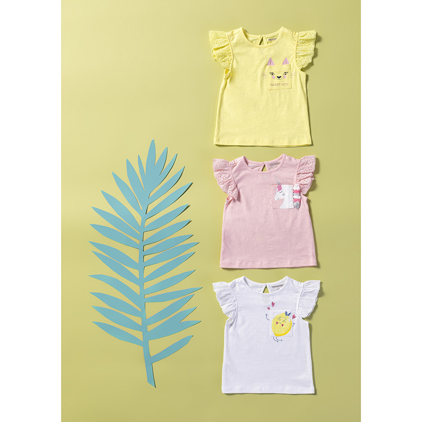 T-shirt à manches courtes volantées et poche imprimée 