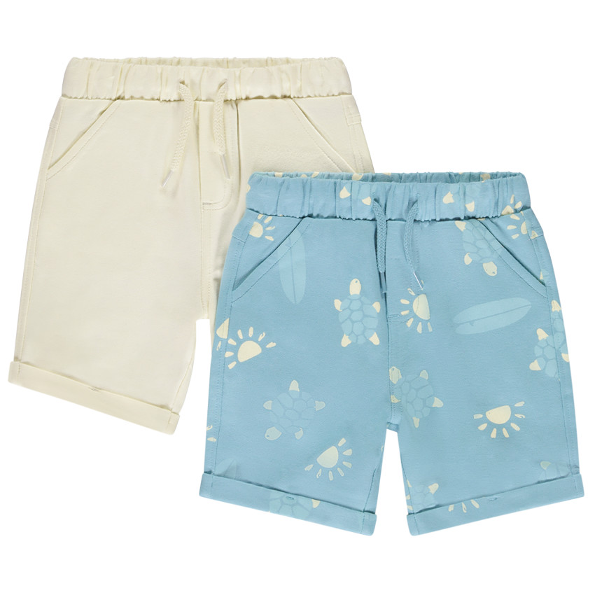 Lot de 2 bermudas molleton fantaisie pour bébé garçon 