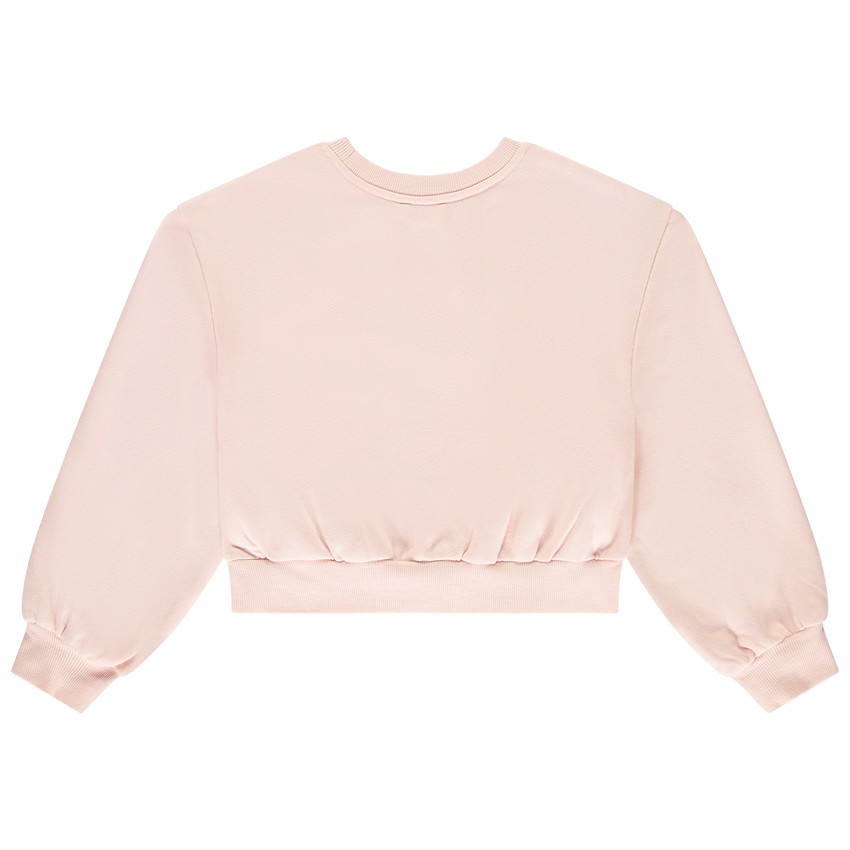 Sweatshirt korte effen met Engels borduursel voor meisjes 
