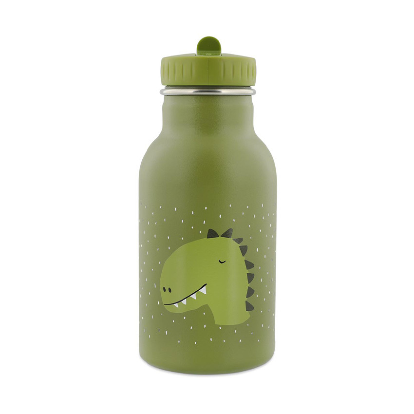 Drinkfles Mr. Dino roestvrij staal 350 ml ergonomische dop met draagriem 