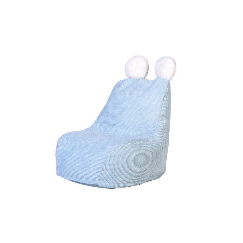 Fauteuil poire enfant Ted M1 effet velours côtelé - Bleu 