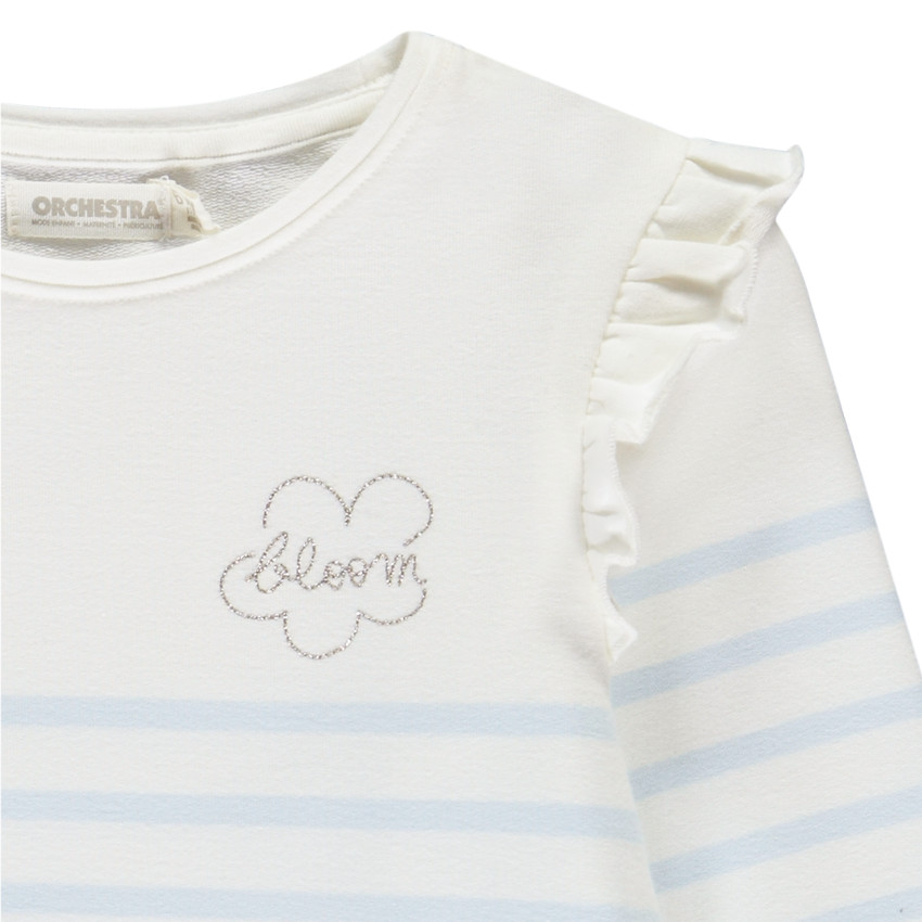 T-shirt manches longues marinière fantaisie pour fille  