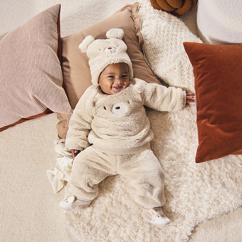 Ensemble 2 pièces ourson total look en sherpa pour bébé 