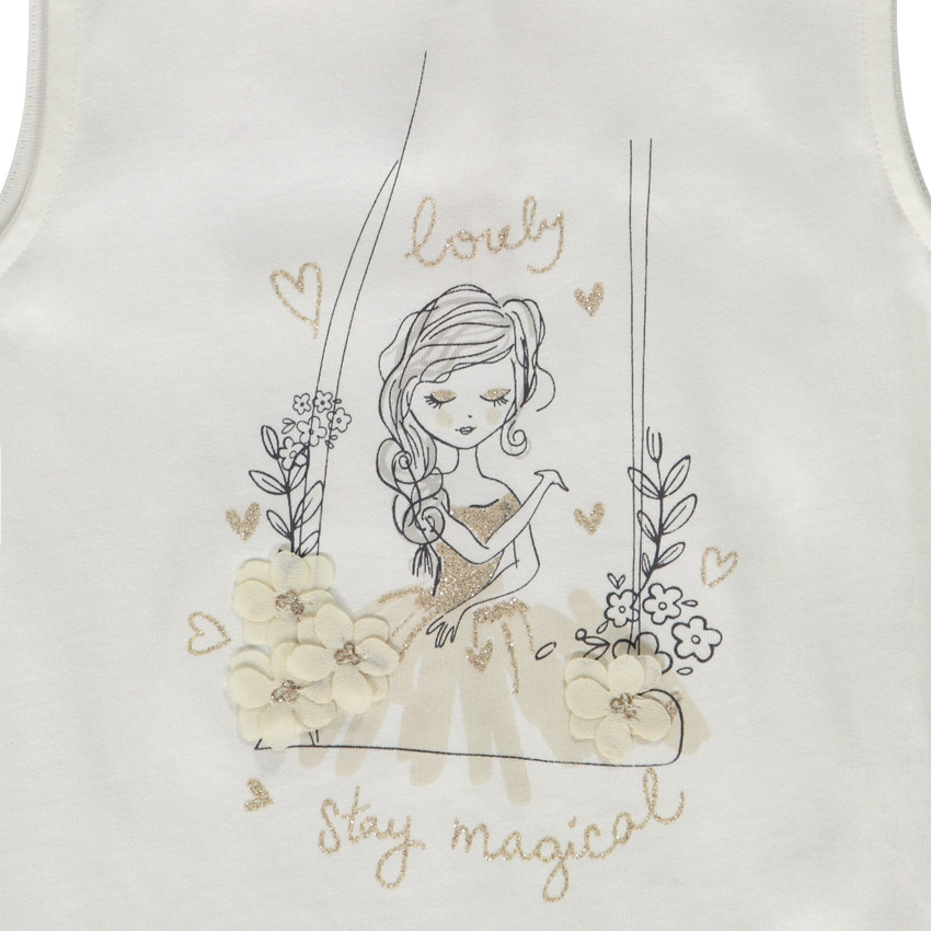 Mouwloos top in jersey met glitter en fantasierug voor meisjes 