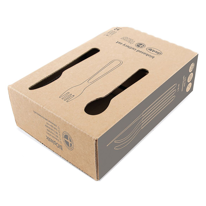 Set de 6 couverts Tiny Bioplastique – Rouge/Beige 