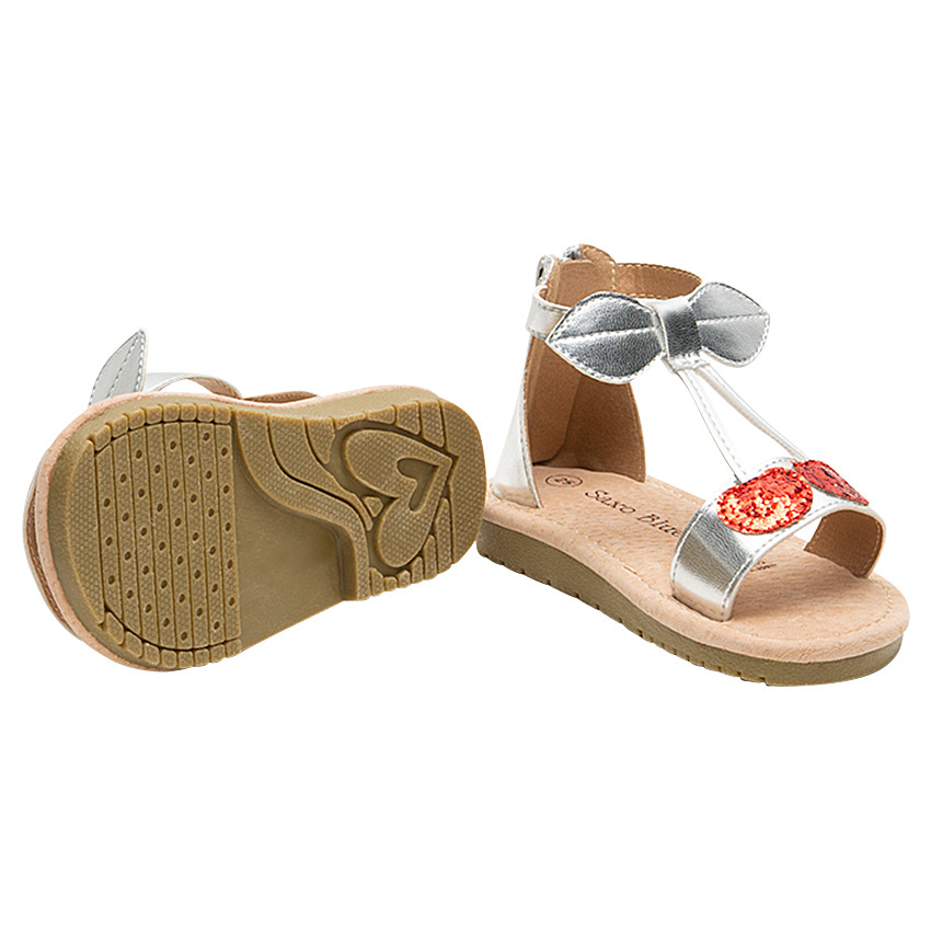 Zilveren sandalen met kers van pailletjes 