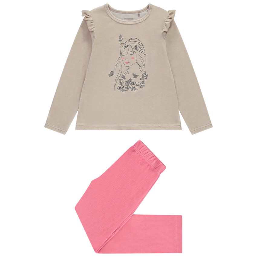 Set pyjama 2-delig in fluweel print silhouette voor meisjes 