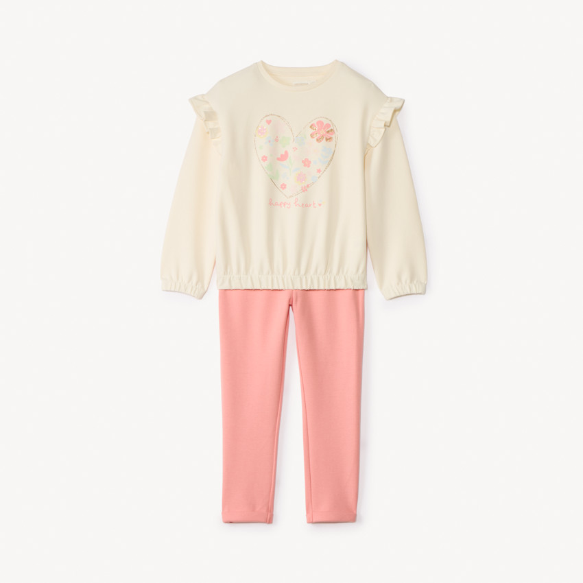 Jogging-set in scuba met hartprint voor meisjes 