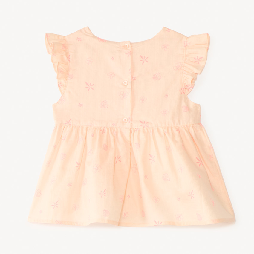 Tunique à manches courtes imprimée de coquillages pour bébé fille 