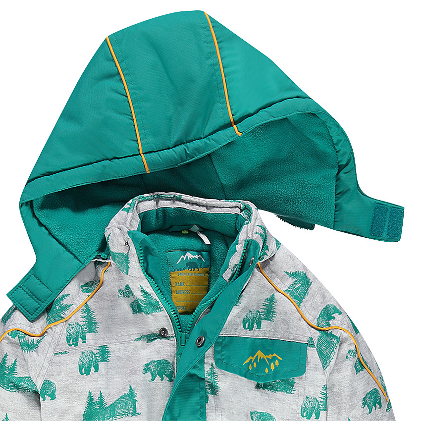 Combinaison de ski doublée micropolaire avec ceinture et capuche amovibles 