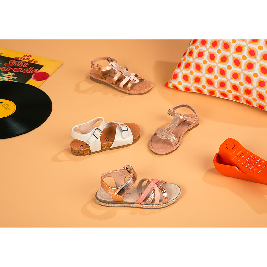 Nu-pieds rose gold à brides pour enfant fille 