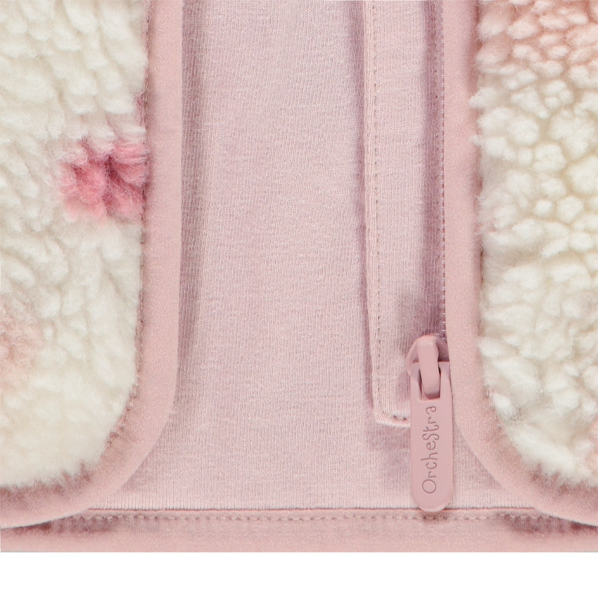 Jas in sherpa met hartenprint voor meisjes 