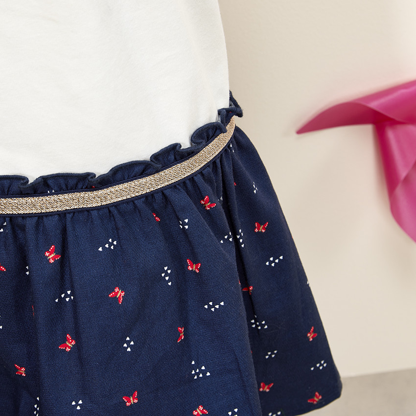 Robe manches longues effet 2 en 1 motifs papillons pour bébé fille 