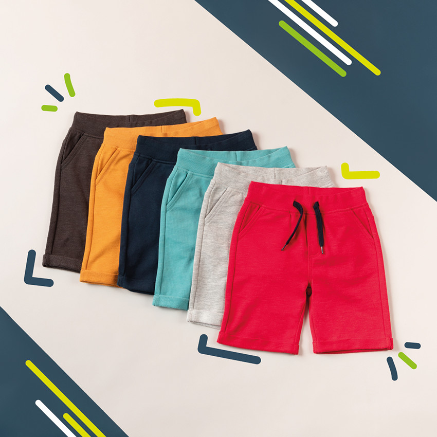 Bermuda en molleton uni à taille élastiquée pour garçon 