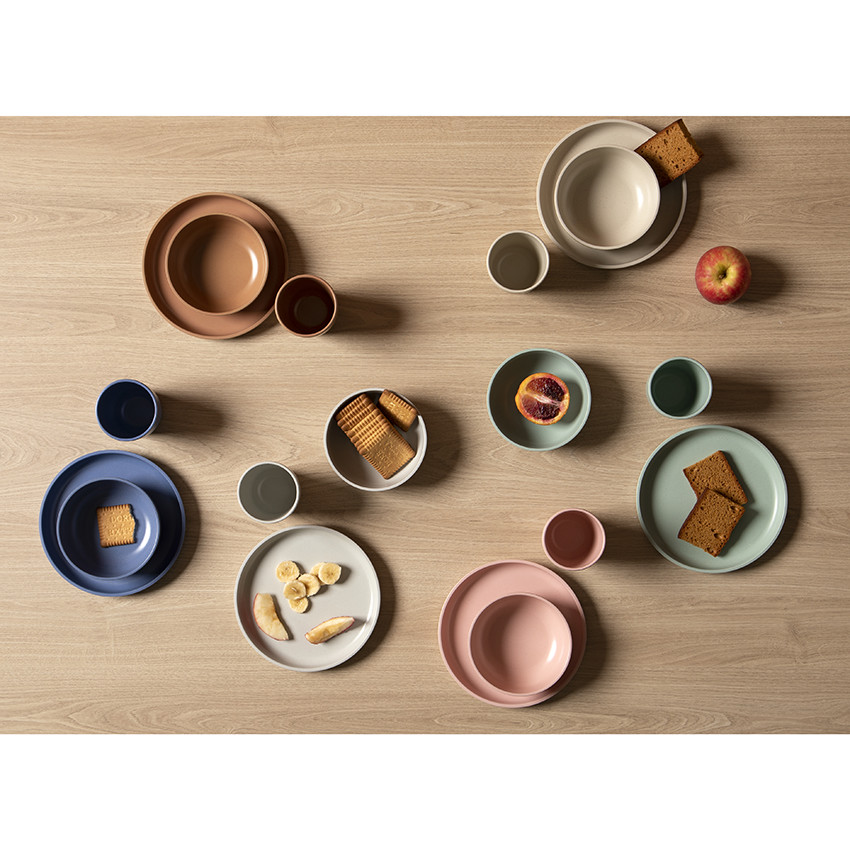 Assiette ronde en fibre de bambou - Gris 