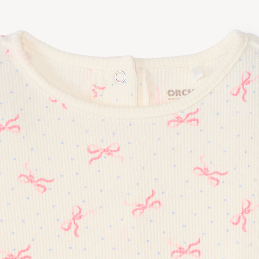 T-shirt manches longues imprimé nœuds pour bébé fille 