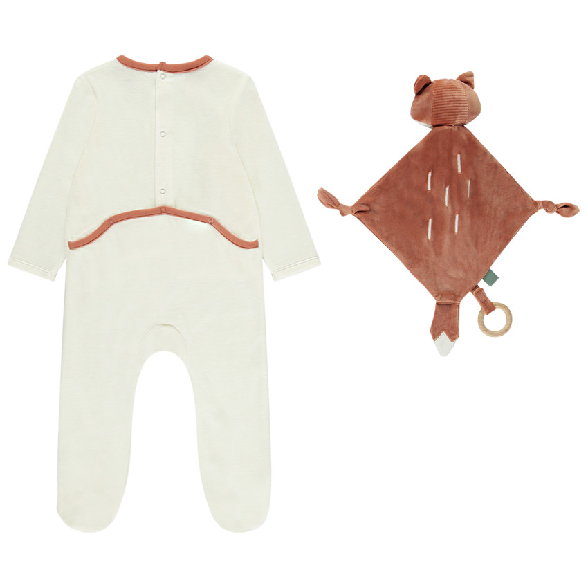 Dors-bien en velours + doudou renard assorti avec ouvertures différentes selon l'âge 