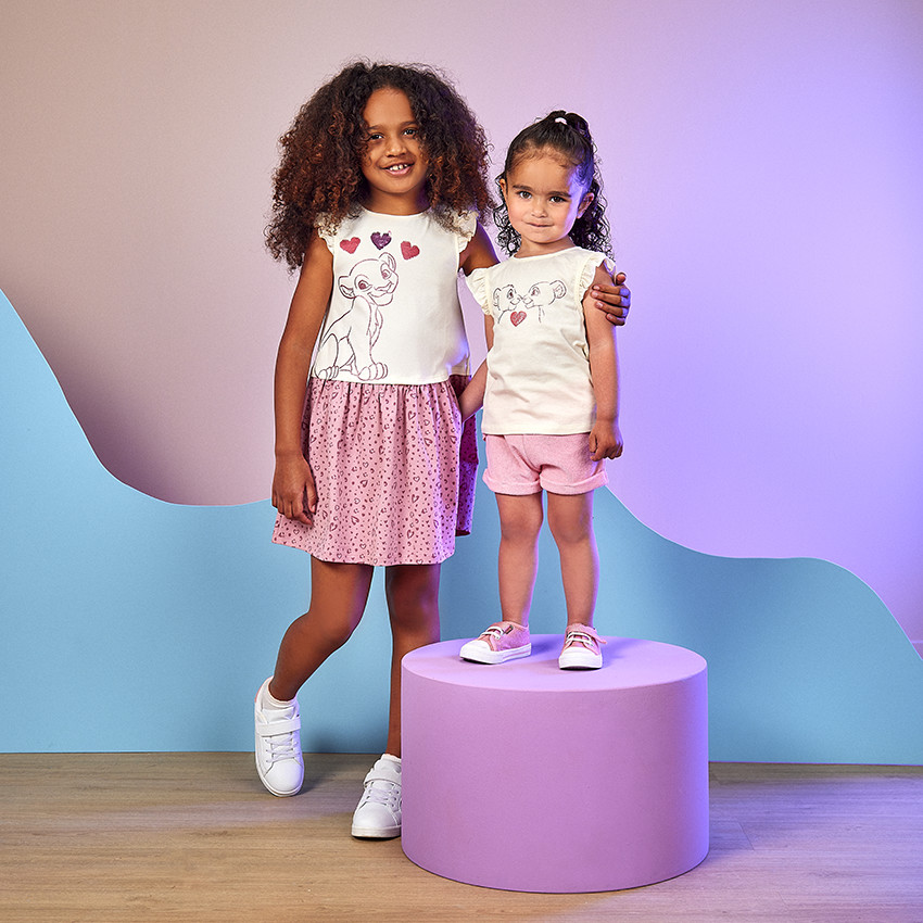 T-shirt korte mouwen print De Leeuwenkoning voor baby meisje 