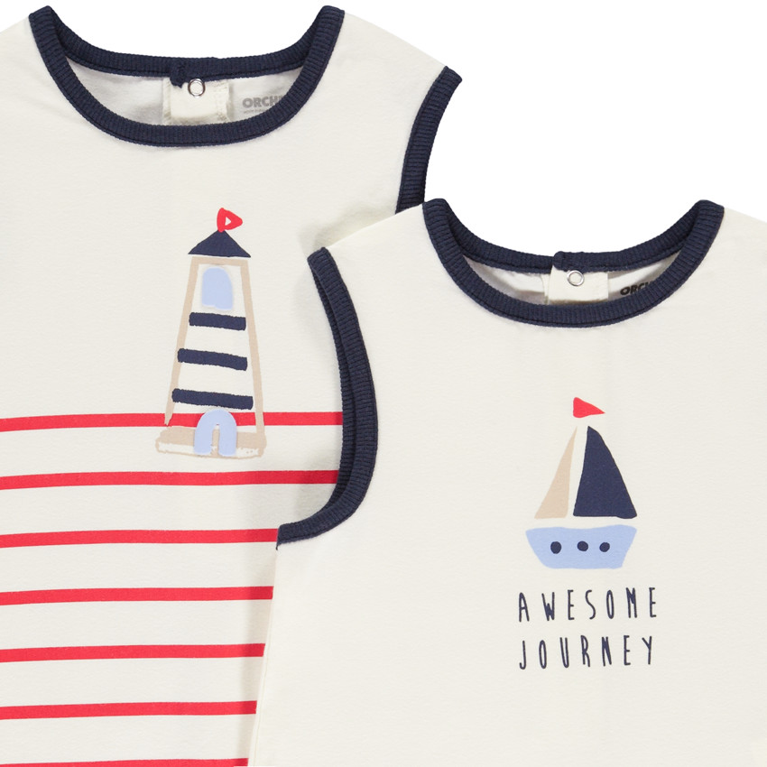 Set van 2 zeemotief jumpsuits voor baby jongen 