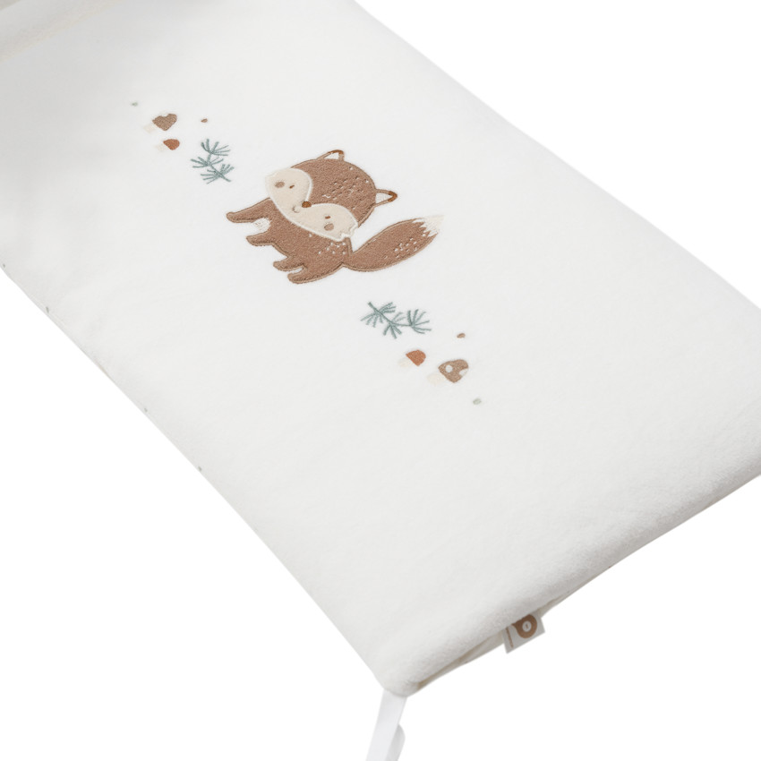 Tour de lit 3 pans double face en velours Roi des Forêts écru 