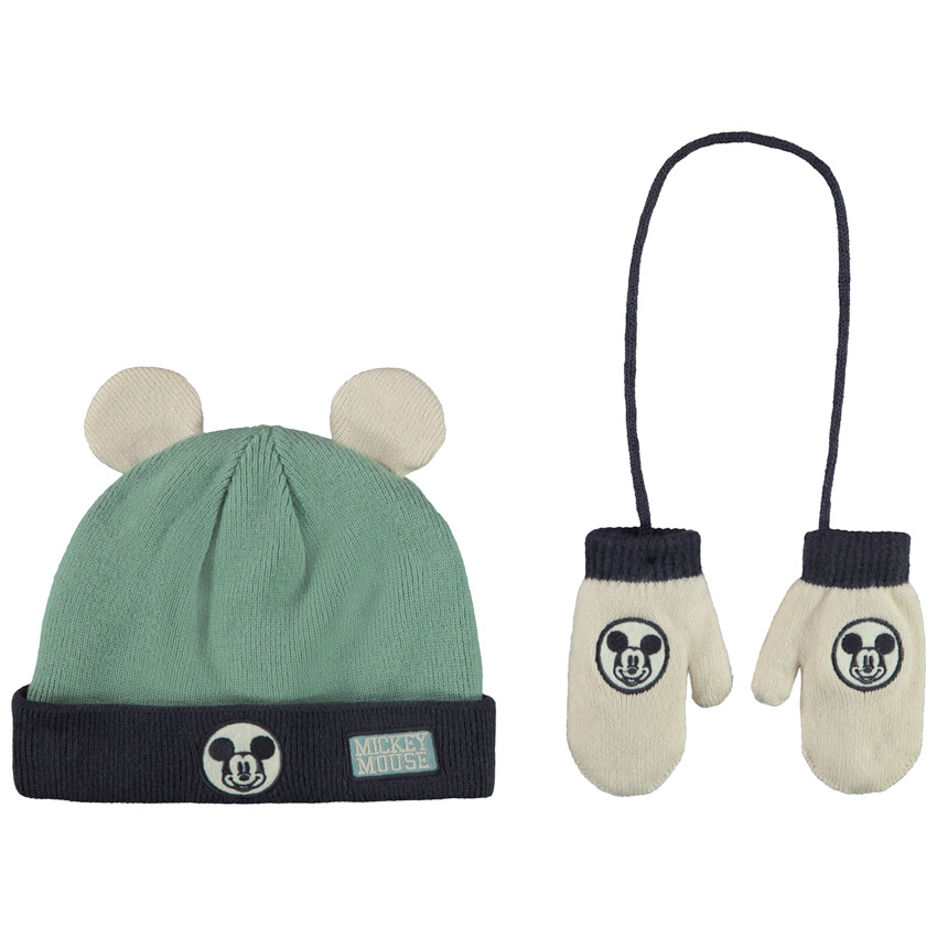 Ensemble bonnet + moufles Mickey Disney pour bébé garçon 