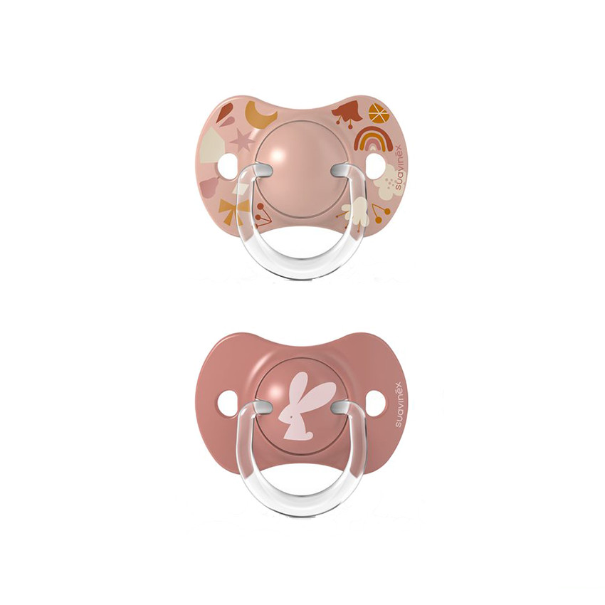 Lot de 2 sucettes avec tétine symétrique SX PRO Forest 0-6 mois - Rose 