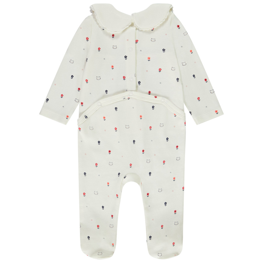 Pyjama met maritieme kraag en bloemen/kattenprint voor meisjes 