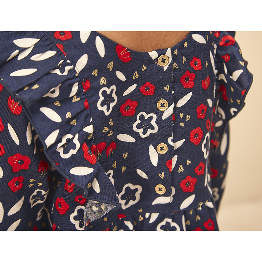 Jurk met lange mouwen met bloemenprint voor meisjes 