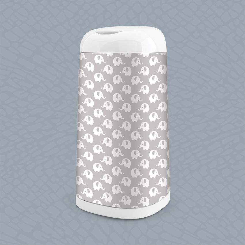 Housse pour poubelle à couches Dress up – Eléphants gris 