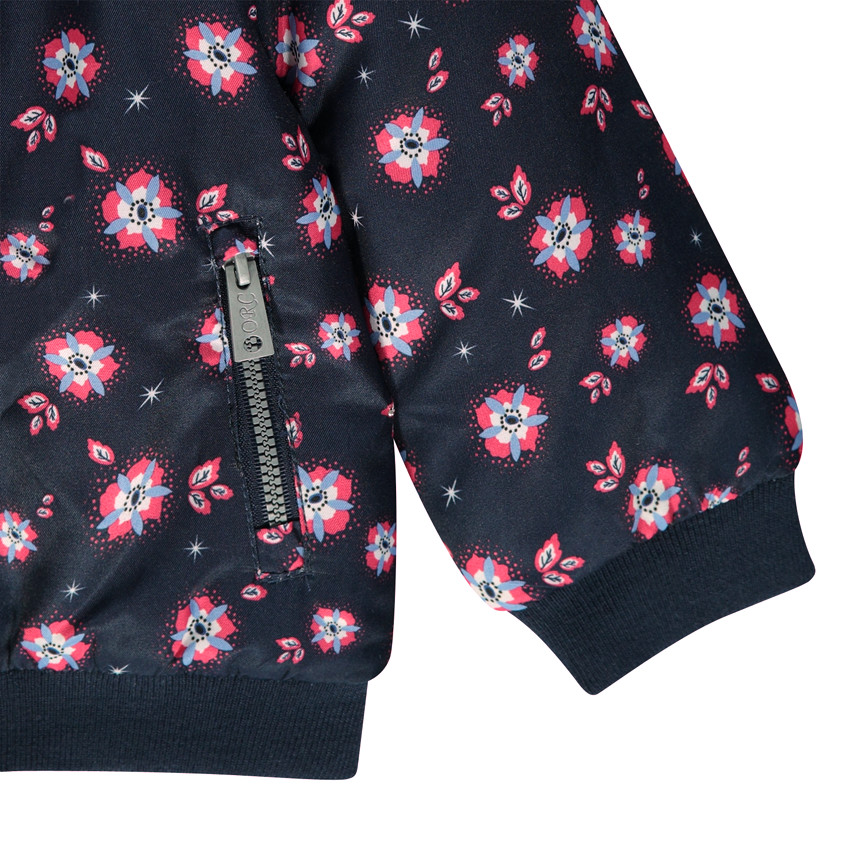 Bomber satiné imprimé fleurs et doublé sherpa 