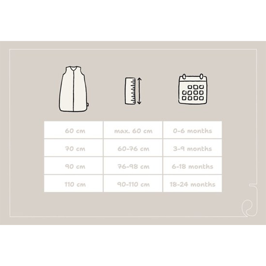 Slaapzak zonder mouwen 90cm Hydrofiel katoen Biscuit 