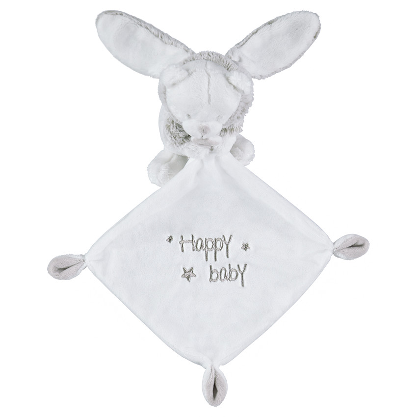 Knuffeldoekje van fluweel met pluche konijn 