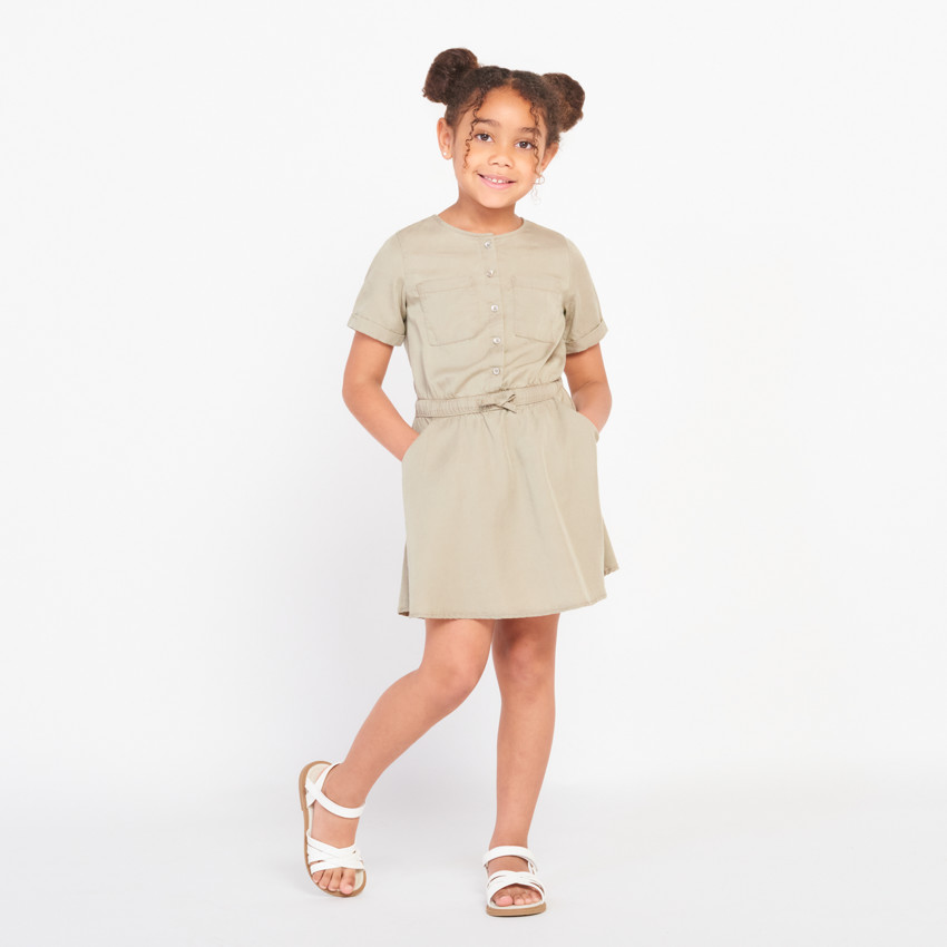 Robe manches courtes en toile fluide pour fille 