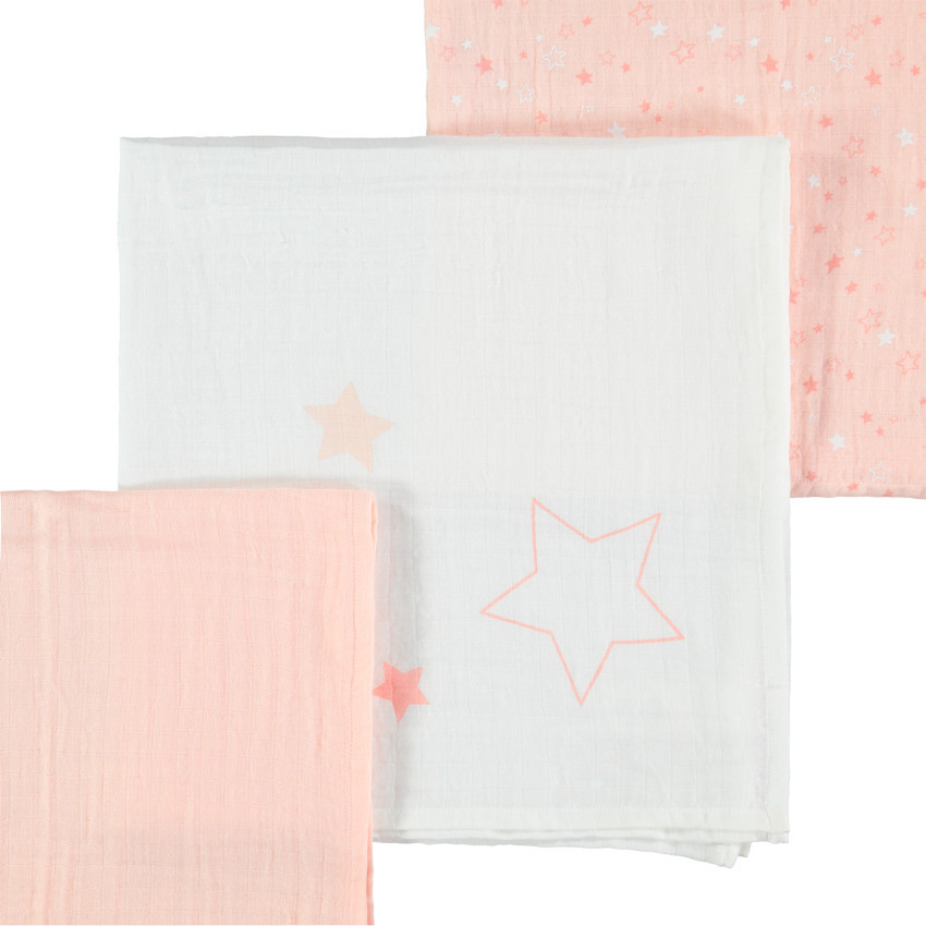 Lot de 3 langes en tétra motif étoiles 