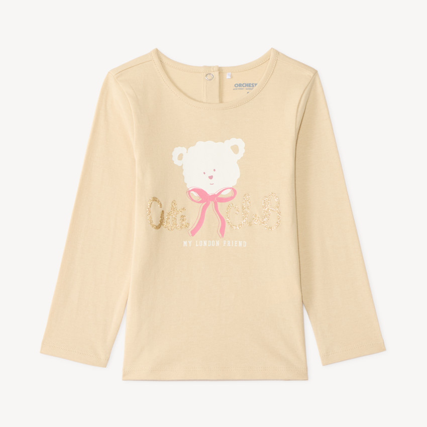 T-shirt manches longues bébé fille print pailleté fantaisie 