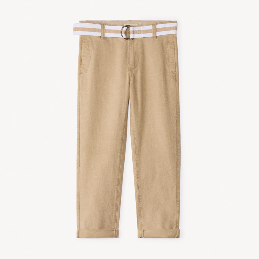 Pantalon droit en toile avec ceinture pour garçon 