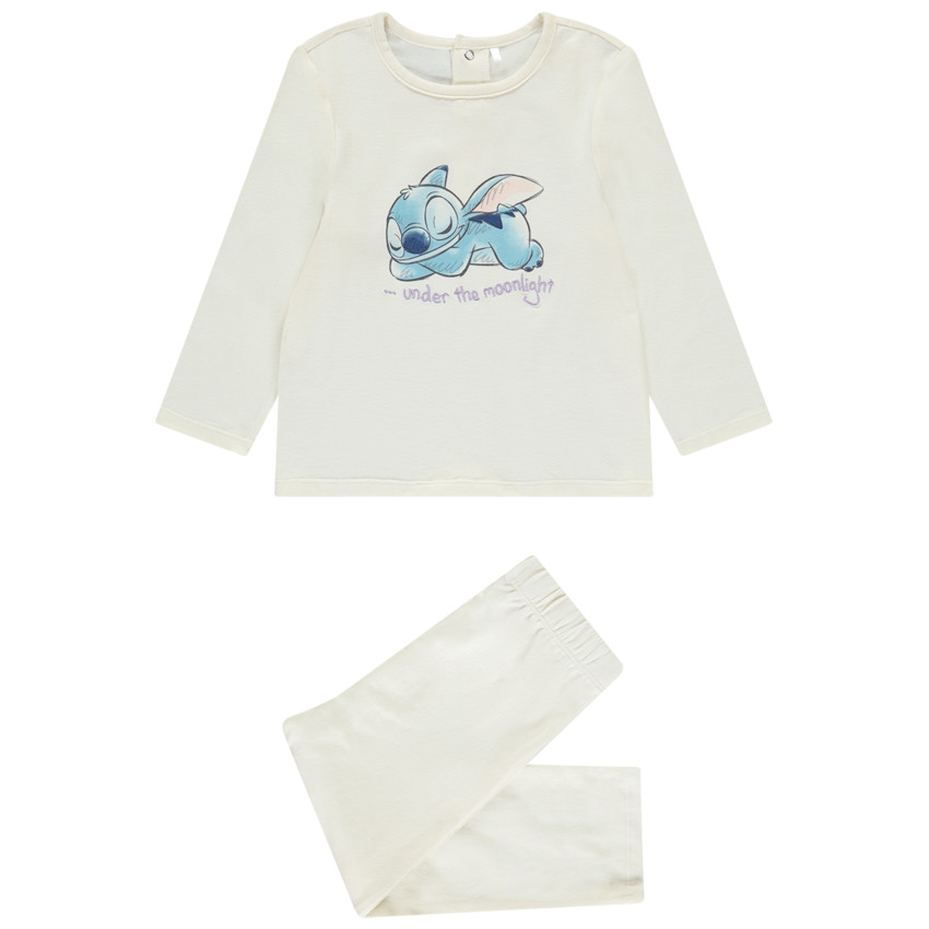 Set pyjama 2 pièces uni Stitch Disney pour bébé fille avec finitions différentes selon l'âge 