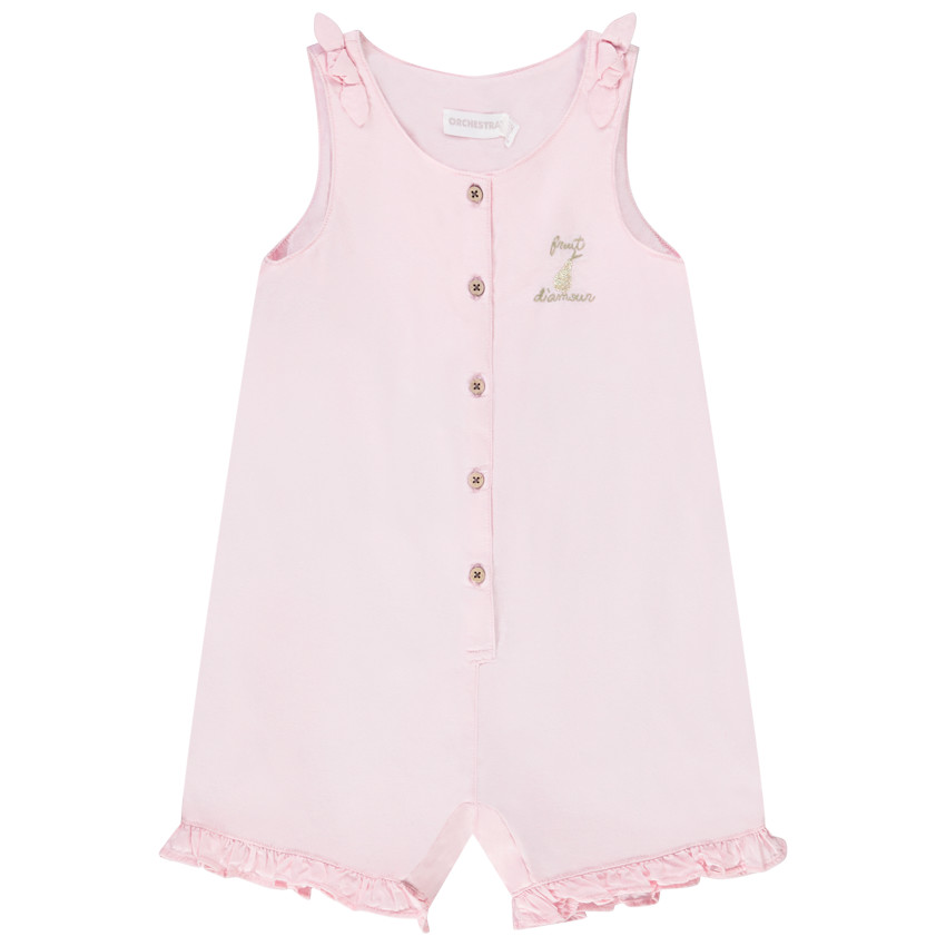 Combinaison courte unie avec broderie pour bébé fille 