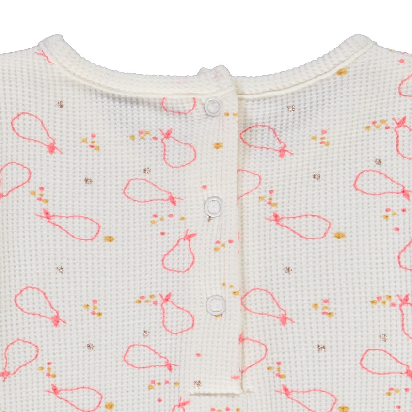 Pyjama 2 pièces nid d'abeille imprimé poires pour bébé fille 