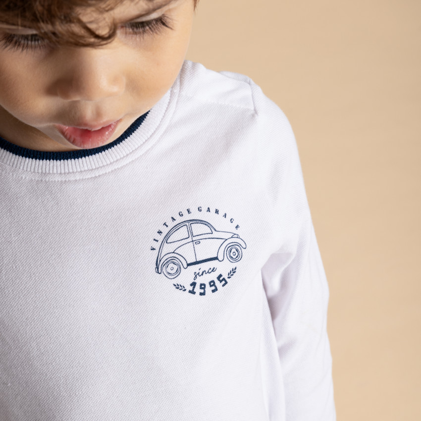 Langarm T-shirt met auto print voor baby jongen 