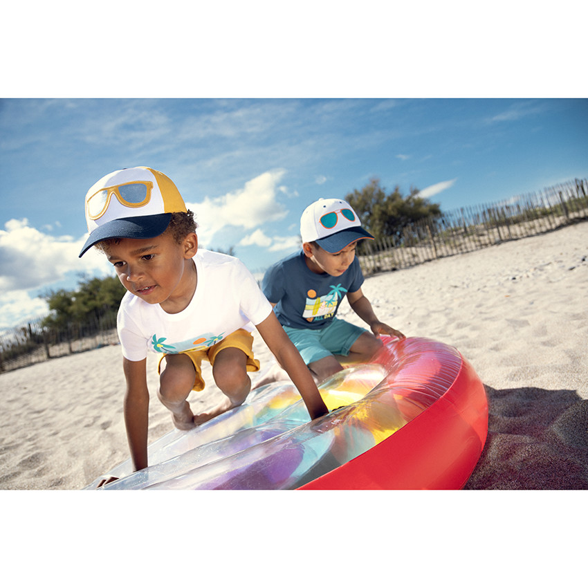 T-shirt met korte mouwen, en print met minibusje en palmbomen voor jongens 