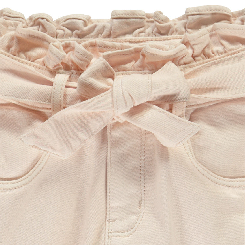 Jean paperbag uni avec ceinture à nouer pour fille  