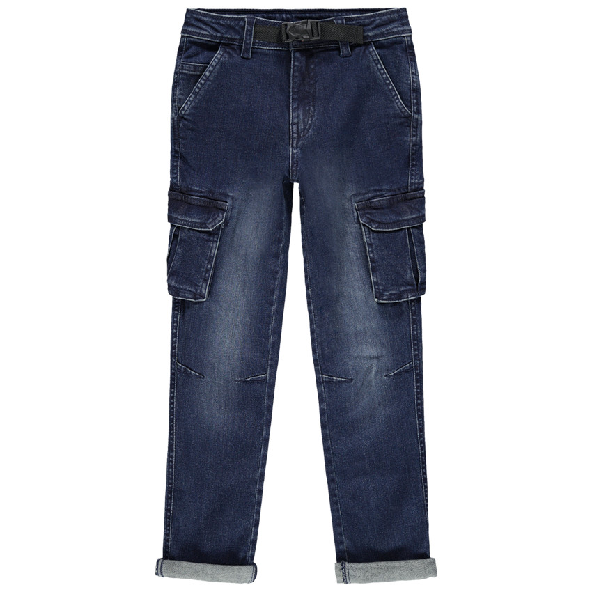 Jean cargo effet used avec ceinture à clip 