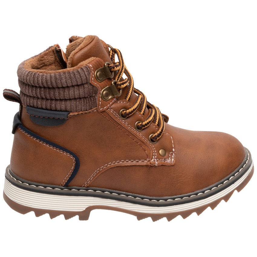 Bottillons camel à lacets et zip pour enfant garçon 