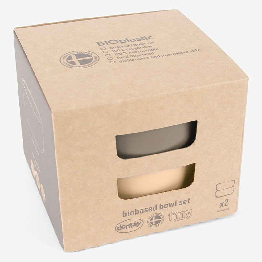 Set de 2 bols Tiny Bioplastique – Beige/Moka 