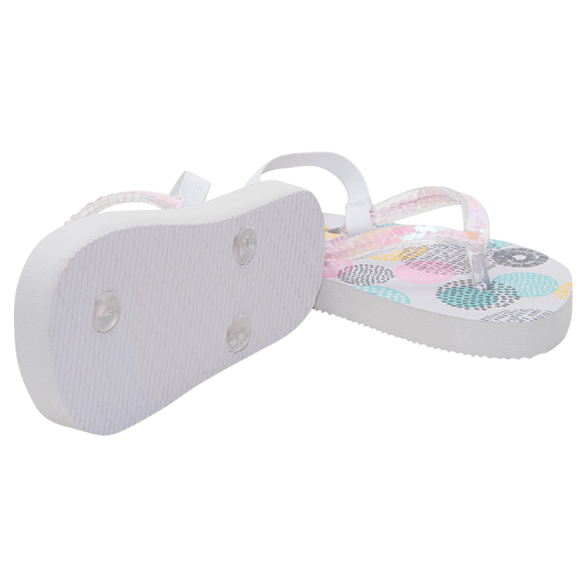 Elastische teenslippers met print met rozen en riempje met lovertjes  
