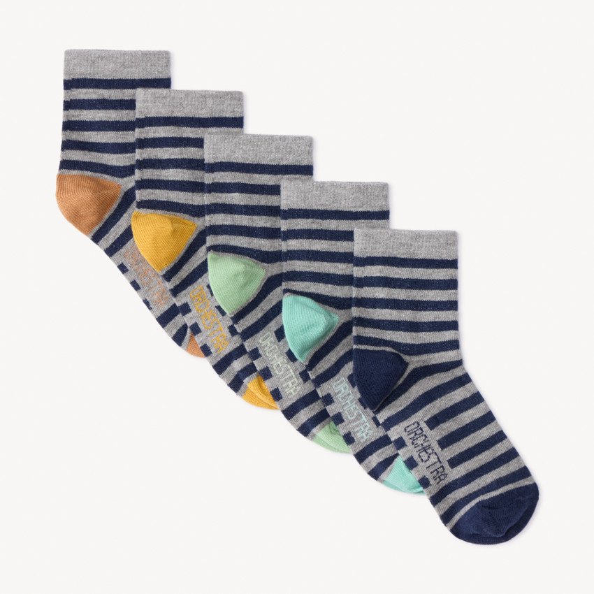 Lot de 5 paires de chaussettes rayées pour garçon 